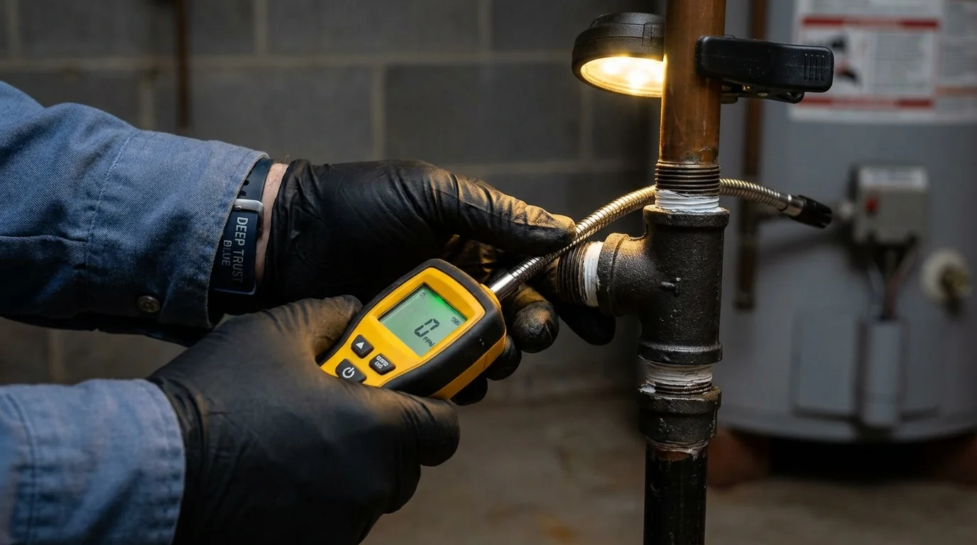 Gas leak detection with electronic sniffer by Johns Plumbing LLC in Normal