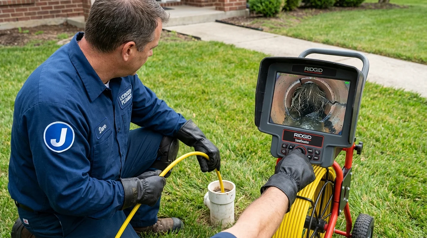 Sewer camera inspection being performed by Johns Plumbing LLC in Normal