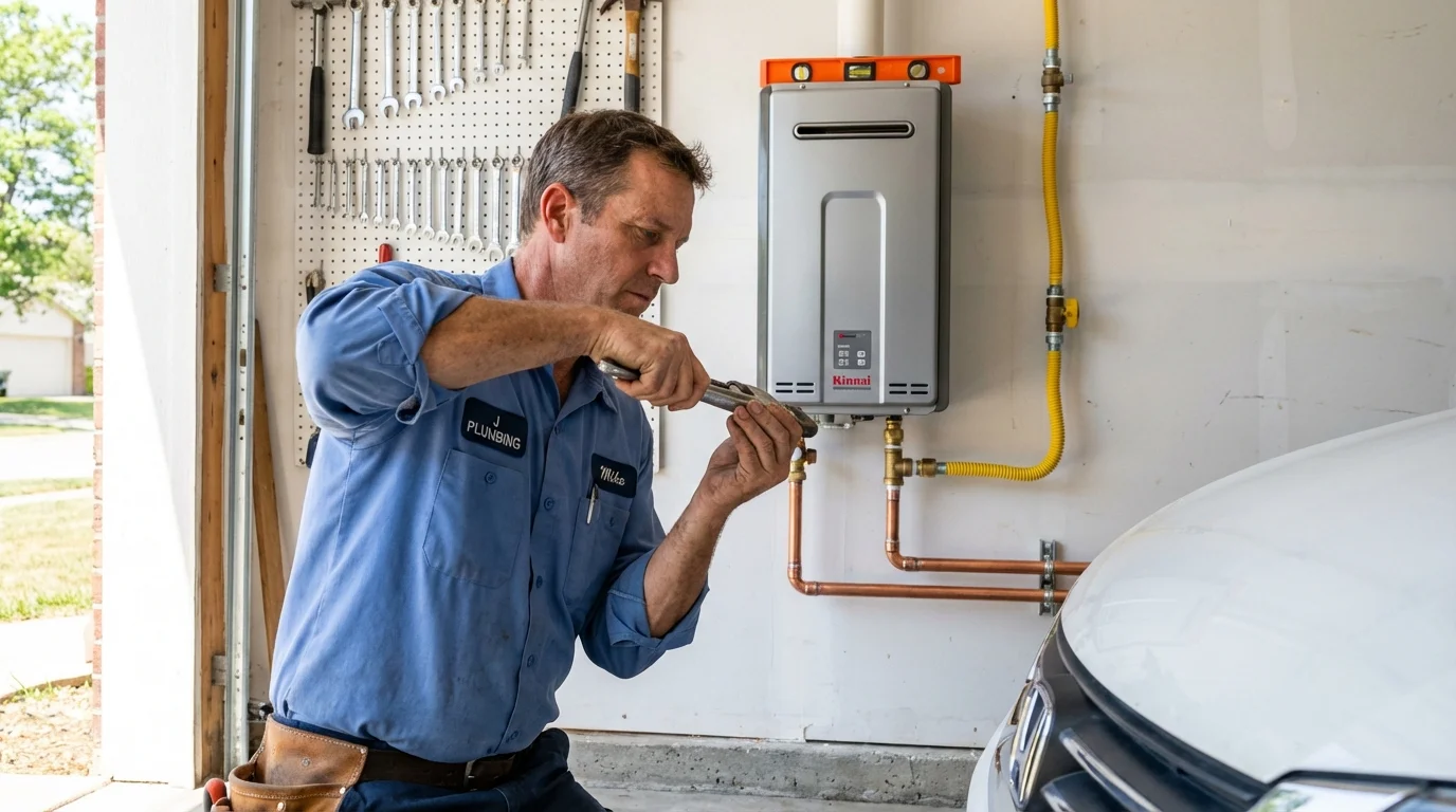 Tankless water heater installation by a Johns Plumbing LLC plumber in Normal